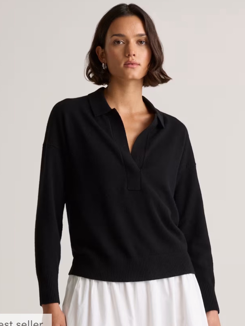Quince Cashmere Polo Sweater, Black, M, NWT